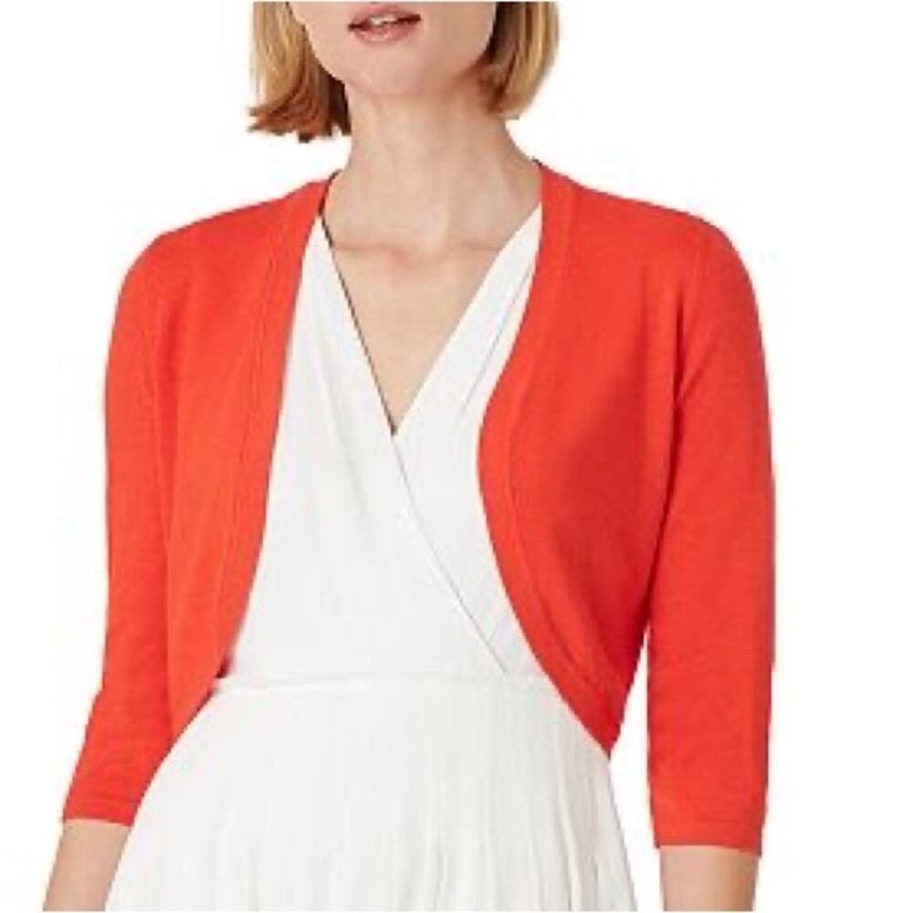 Hobbs London Carrie Cardigan Sweater Cropped Open Retro Spring Red Size XL